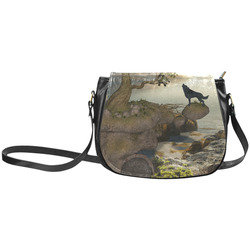 The lonely wolf on a flying rock Classic Saddle Bag/Small (Model 1648)