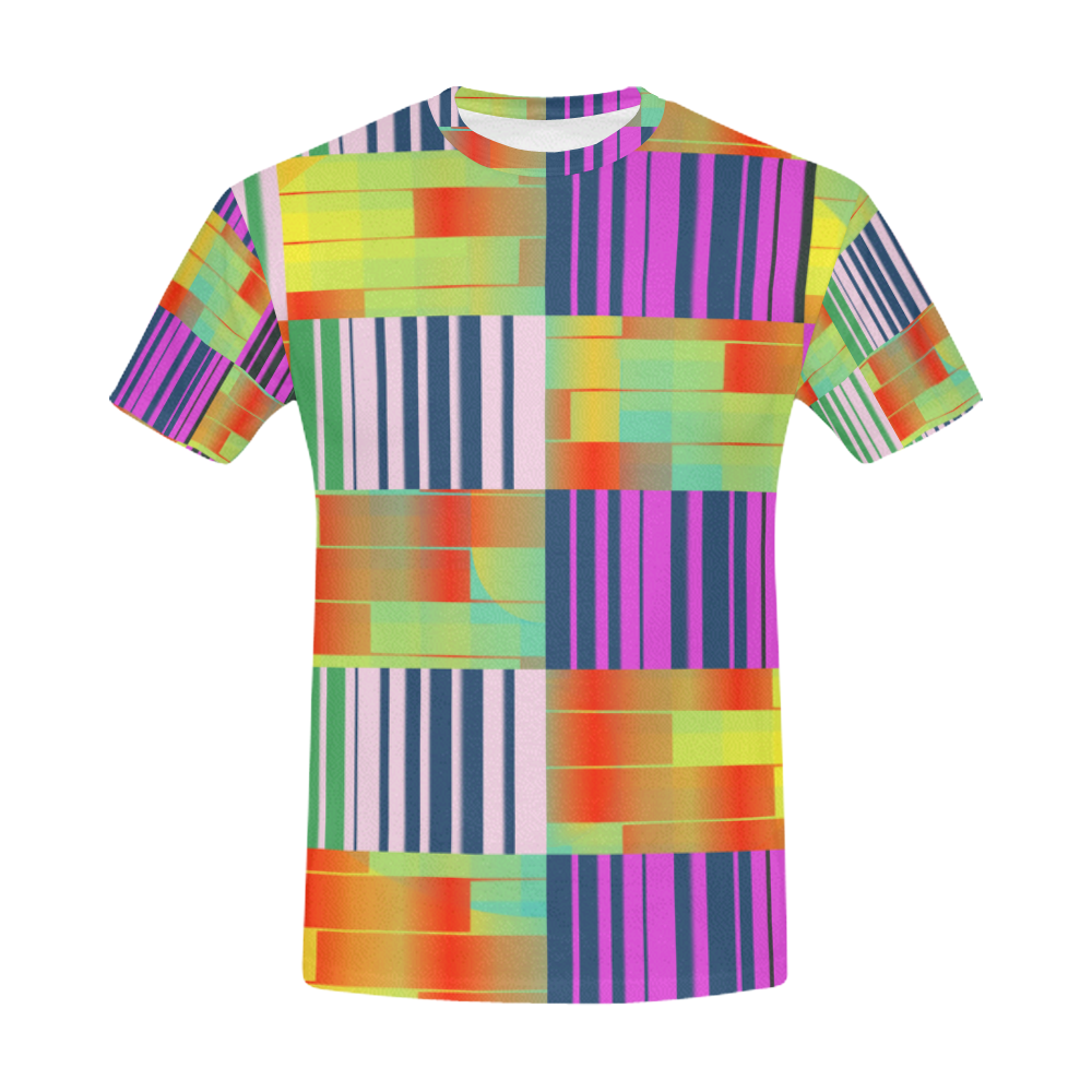 Vertical and horizontal stripes All Over Print T-Shirt for Men (USA Size) (Model T40)
