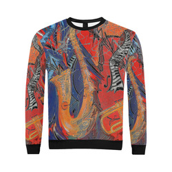 Musician Sweatshirt Saxophone Trumpet All Over Print Crewneck Sweatshirt for Men/Large (Model H18)