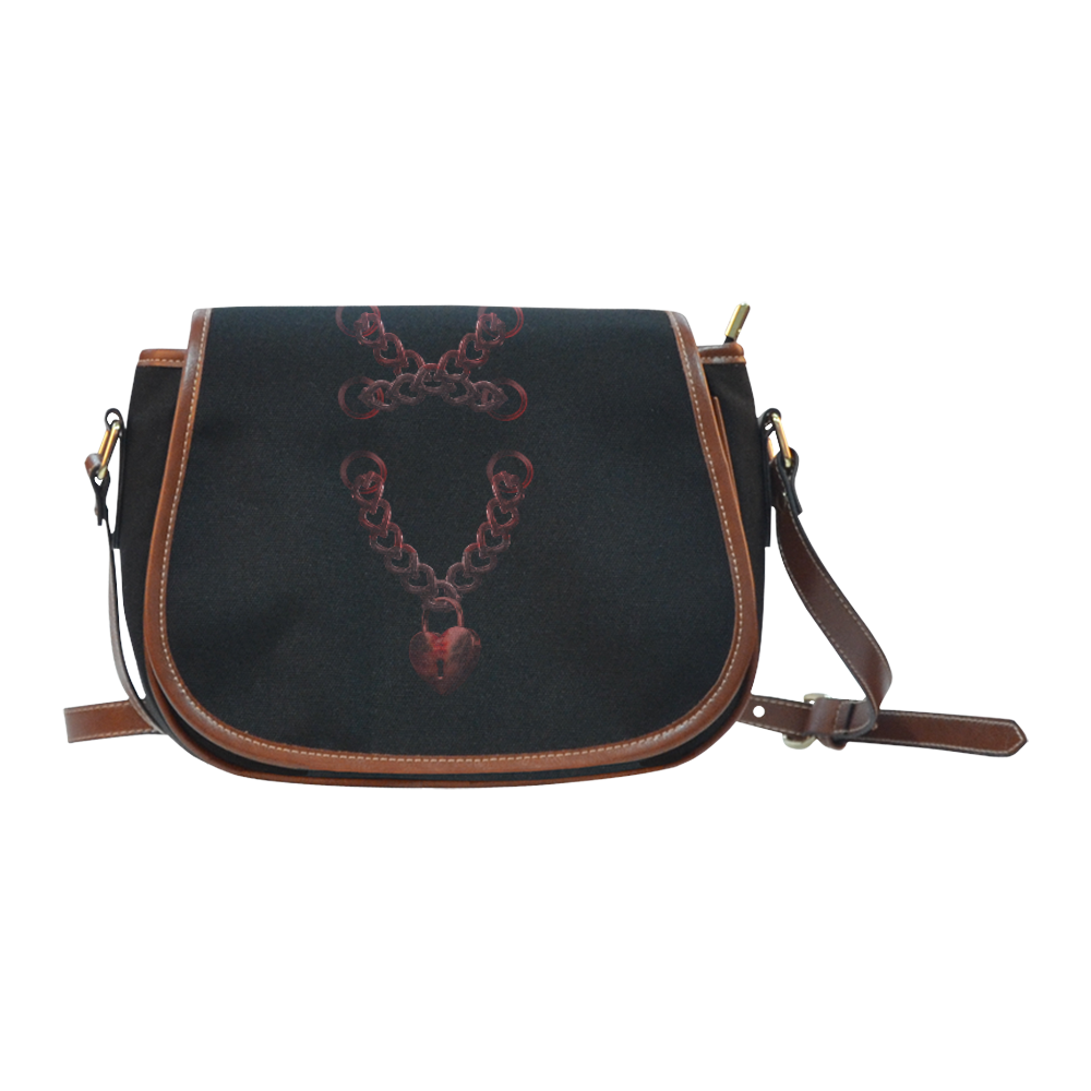 Chain Lock Lacing Love Heart s Saddle Bag/Small (Model 1649)(Flap Customization)