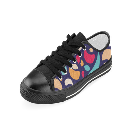 Multicolor Leaves And Geometric Shapes Women's Classic Canvas Shoes (Model 018)