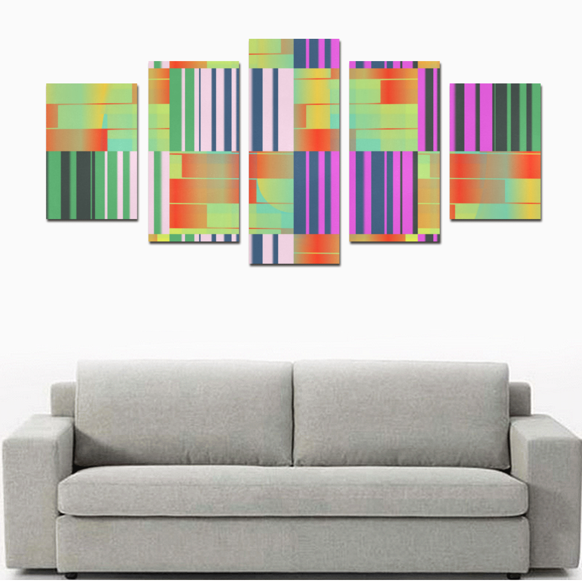 Vertical and horizontal stripes Canvas Print Sets D (No Frame)