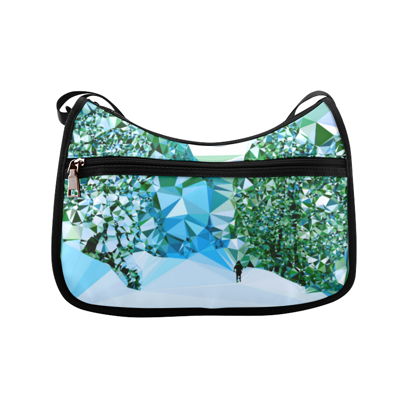 Figure In Snow Low Poly Triangles Crossbody Bags (Model 1616)