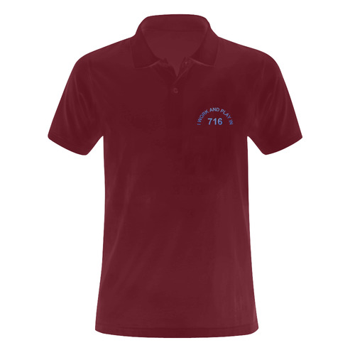 I WORK AND PLAY  IN 716 on Maroon Men's Polo Shirt (Model T24)