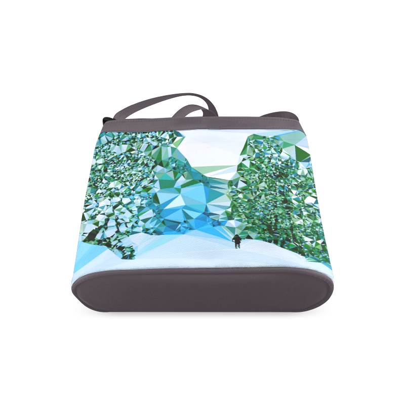 Figure In Snow Low Poly Triangles Crossbody Bags (Model 1613)