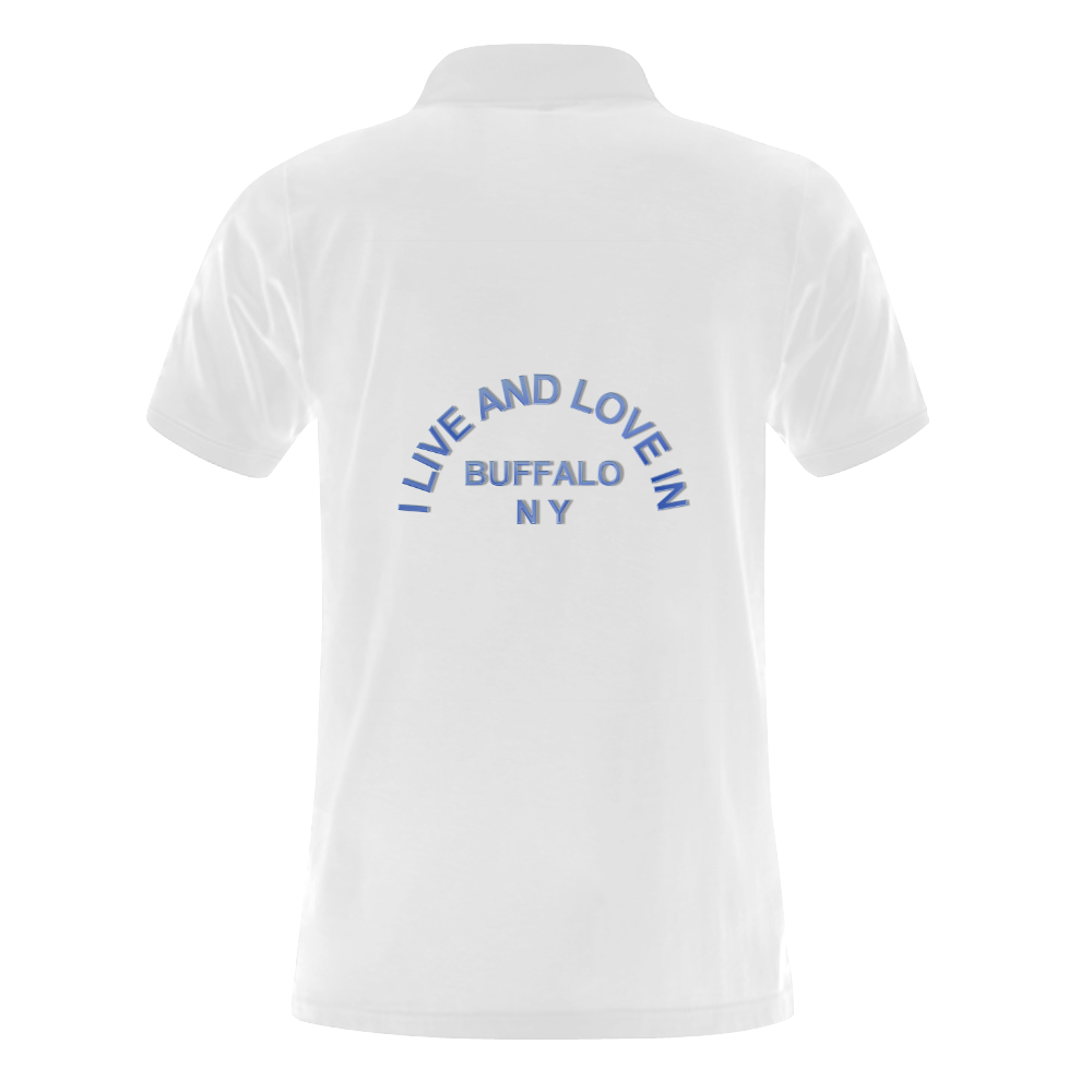 I LIVE AND LOVE  IN BUFFALO NY on White Men's Polo Shirt (Model T24)