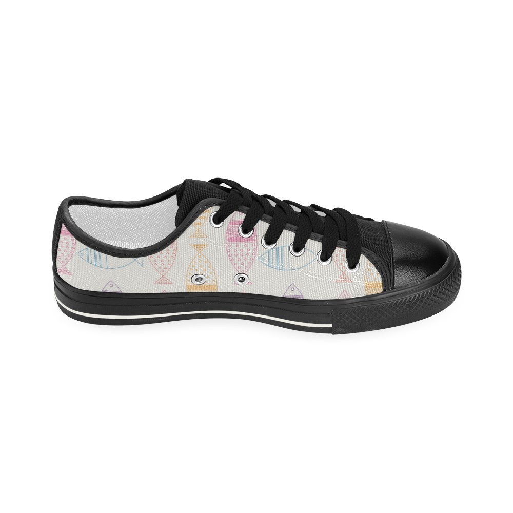 abstract tribal fish Women's Classic Canvas Shoes (Model 018)