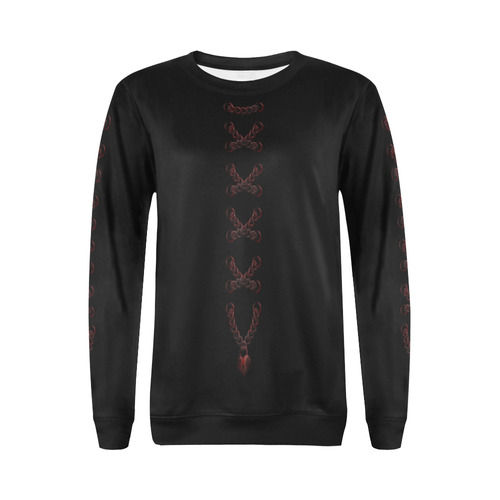 Chain Lock Multi Lacing Love Heart s All Over Print Crewneck Sweatshirt for Women (Model H18)