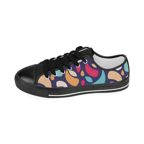 Multicolor Leaves And Geometric Shapes Women's Classic Canvas Shoes (Model 018)