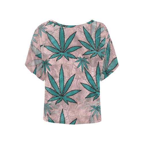 Weeds by Popart Lover Women's Batwing-Sleeved Blouse T shirt (Model T44)