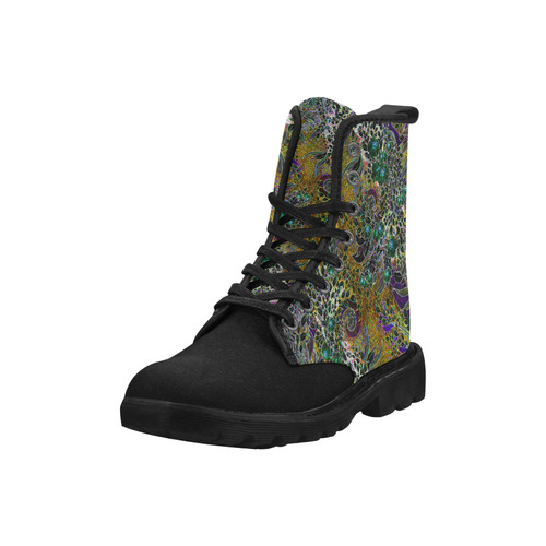 Ladies Hiking Boots Fall Swirl Print Martin Boots for Women (Black) (Model 1203H)