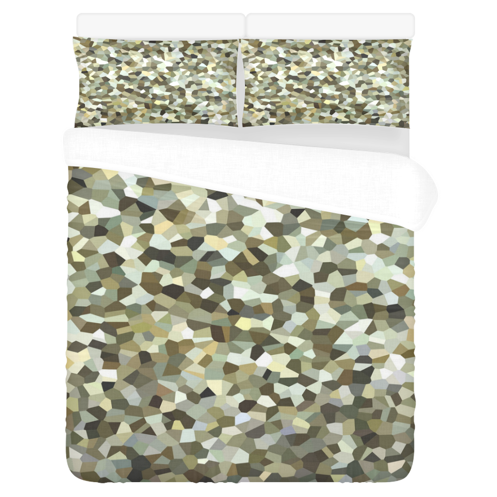 Mosaic Tiled Browns 3-Piece Bedding Set