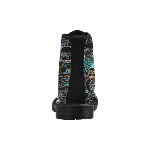 Ladies Print Boots Day of the Dead Print Juleez Martin Boots for Women (Black) (Model 1203H)