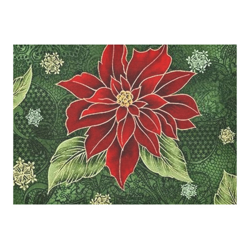 Elegant Christmas Poinsettia Cotton Linen Tablecloth 60"x 84"