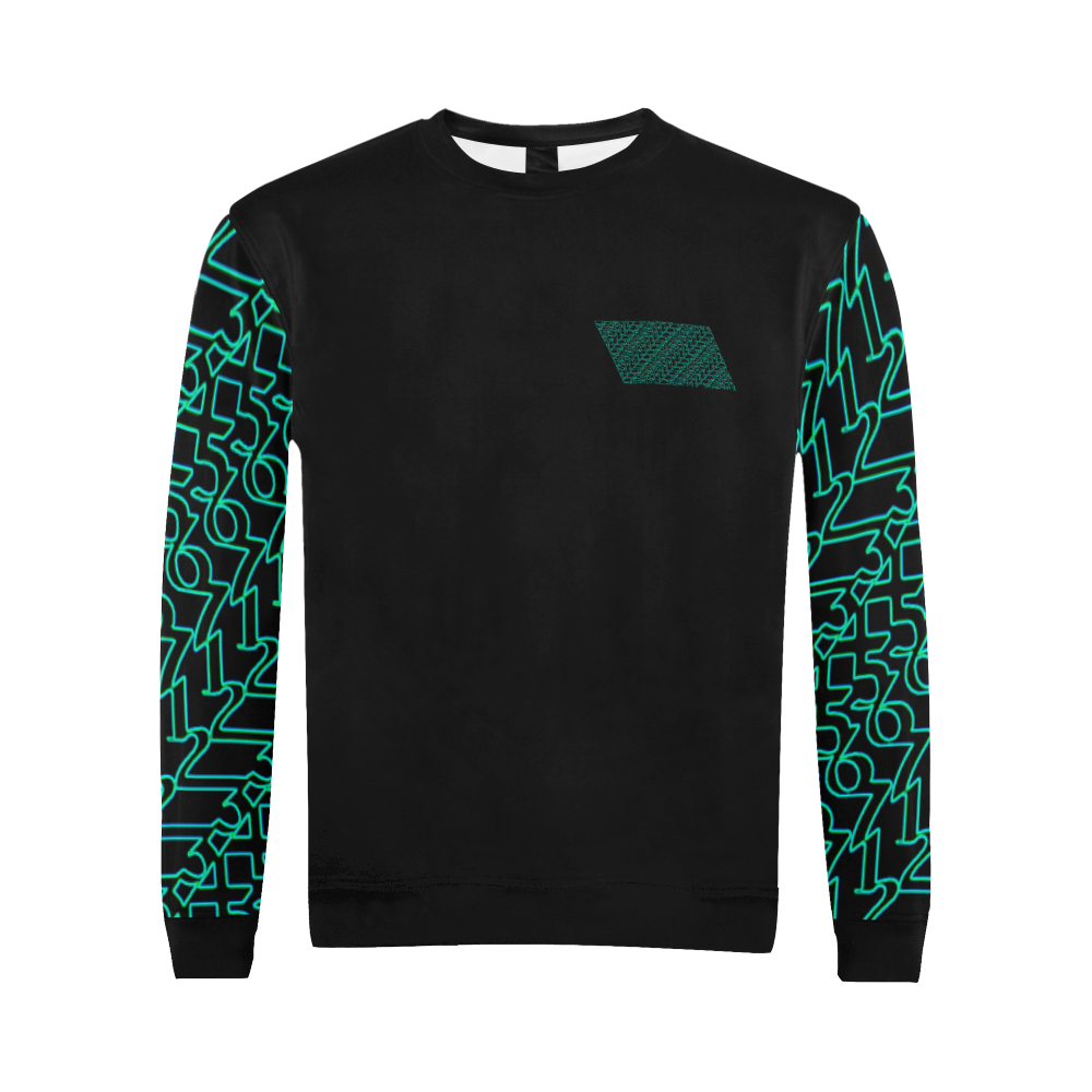 NUMBERS Collection Men 1234567 SweatShirt (neon grn/blk) All Over Print Crewneck Sweatshirt for Men (Model H18)