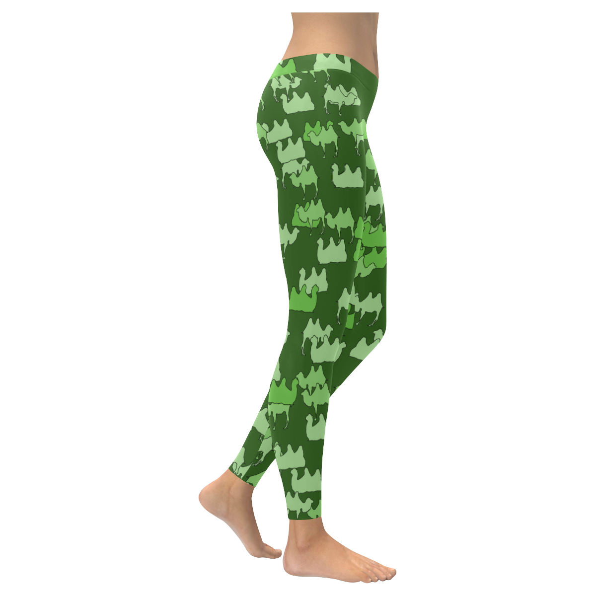 Green Camelflage Women's Low Rise Leggings (Invisible Stitch) (Model L05)