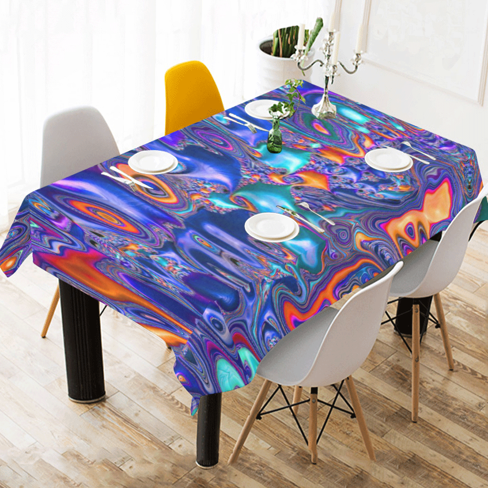 melted fractal 1B by JamColors Cotton Linen Tablecloth 60" x 90"