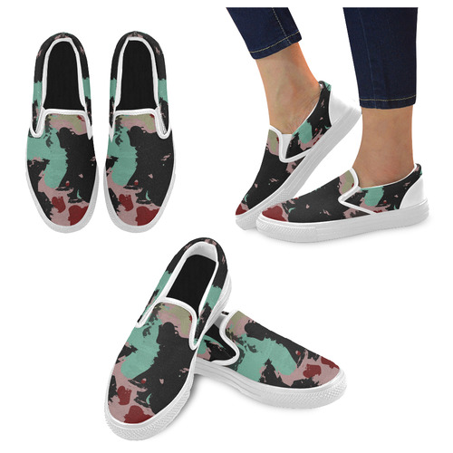 Retro colors texture Women's Unusual Slip-on Canvas Shoes (Model 019)