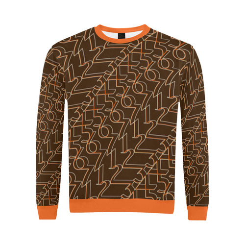 NUMBERS Collection Men 1234567 SweatShirt (brown/orange) All Over Print Crewneck Sweatshirt for Men (Model H18)