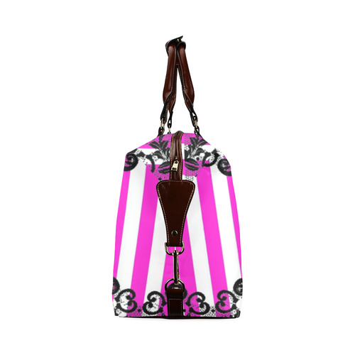 VSPinkStripeLaceIII Pattern Classic Travel Bag (Model 1643) Remake