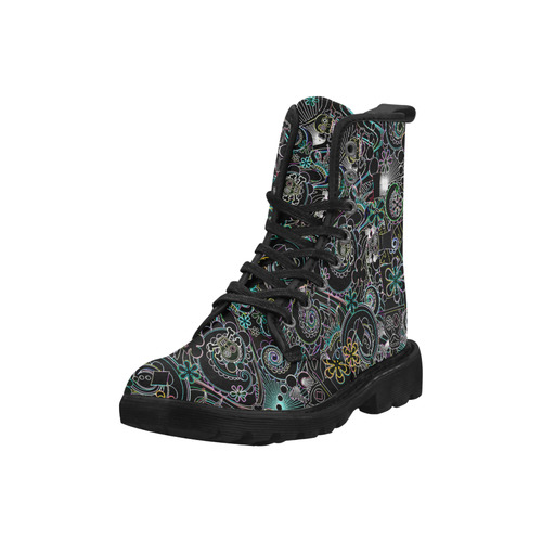 Sugar Skull Glow Print Boots Martin Boots for Women (Black) (Model 1203H)