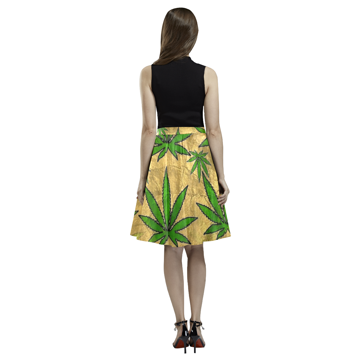 Weeds by Popart Lover Melete Pleated Midi Skirt (Model D15)