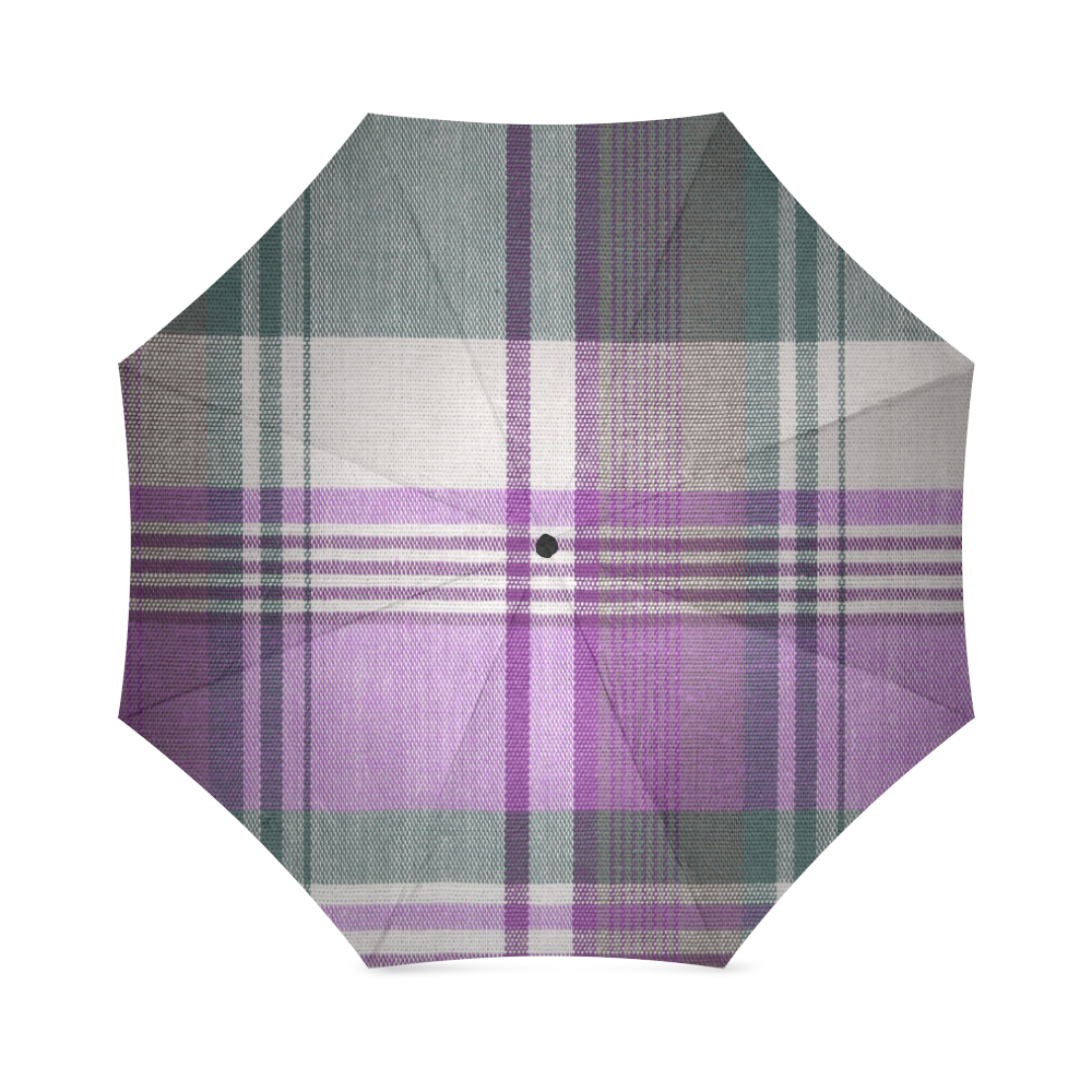 Purple Madras Plaid Pattern Foldable Umbrella (Model U01)