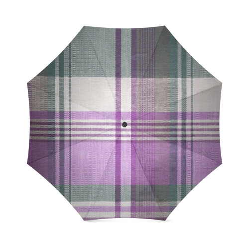 Purple Madras Plaid Pattern Foldable Umbrella (Model U01)