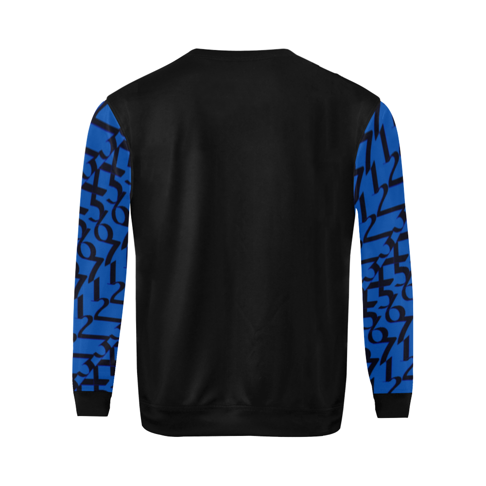 NUMBERS Collection Men 1234567 Sleeve SweatShirt(ocean/blk) All Over Print Crewneck Sweatshirt for Men (Model H18)