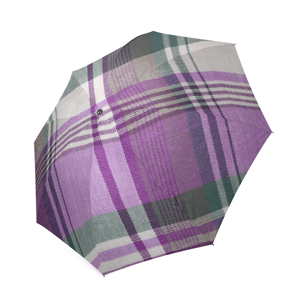 Purple Madras Plaid Pattern Foldable Umbrella (Model U01)