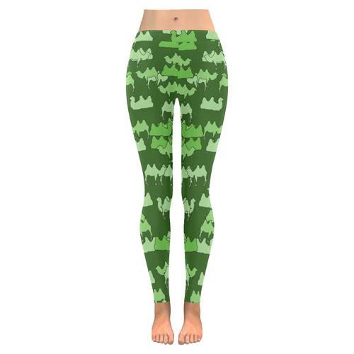 Green Camelflage Women's Low Rise Leggings (Invisible Stitch) (Model L05)