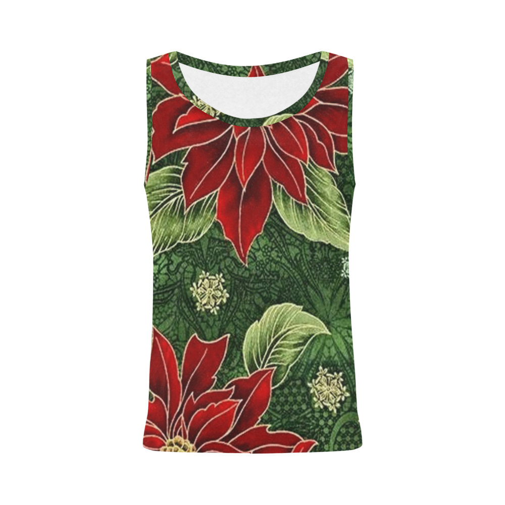 Elegant Christmas Poinsettia All Over Print Tank Top for Women (Model T43)