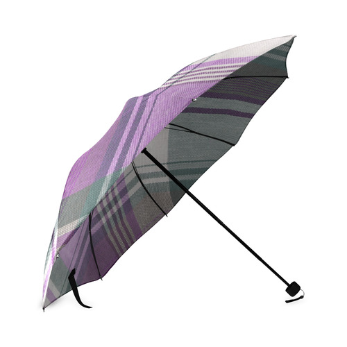 Purple Madras Plaid Pattern Foldable Umbrella (Model U01)