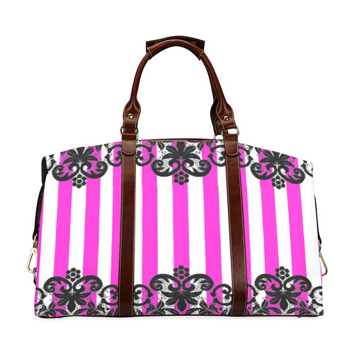 VSPinkStripeLaceIII Pattern Classic Travel Bag (Model 1643) Remake