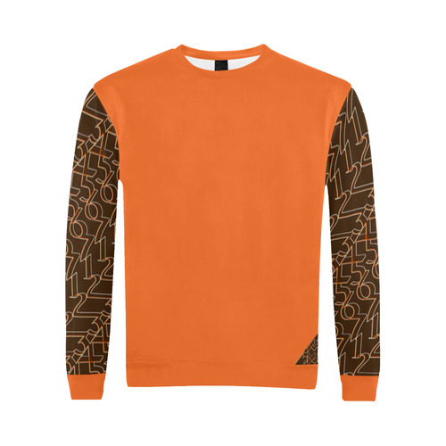 NUMBERS Collection Men 1234567 Logo SweatShirt (brown/orange) All Over Print Crewneck Sweatshirt for Men (Model H18)
