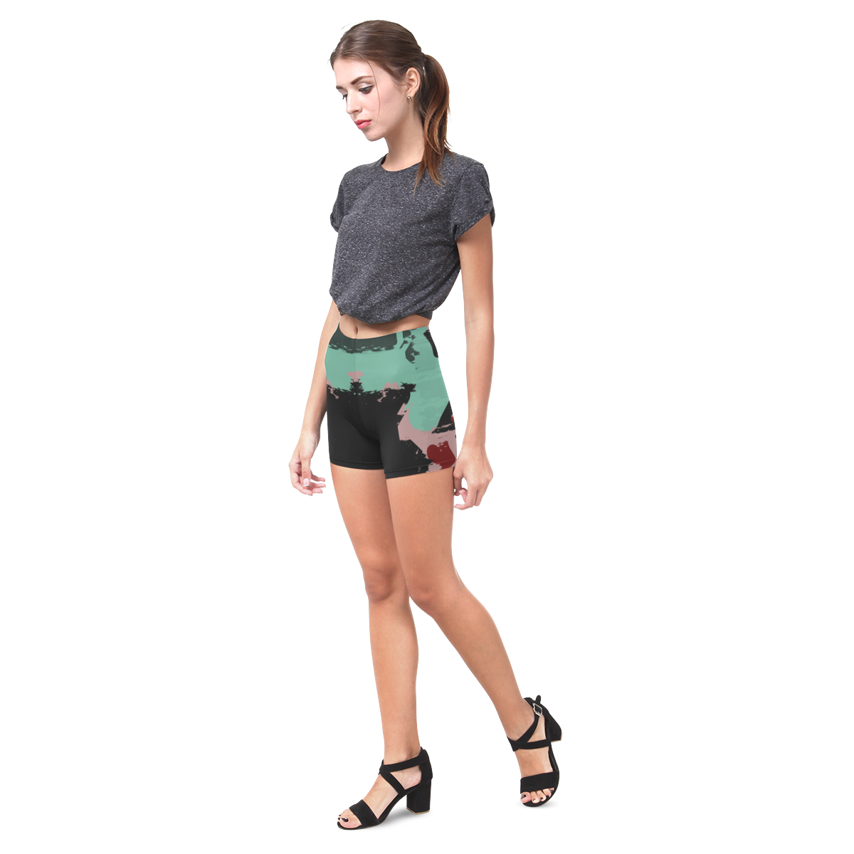 Retro colors texture Briseis Skinny Shorts (Model L04)