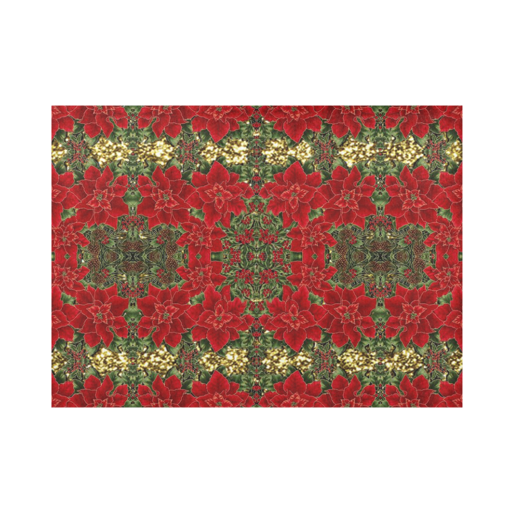 Red & Gold Poinsettia Pattern Placemat 14’’ x 19’’ (Set of 6)