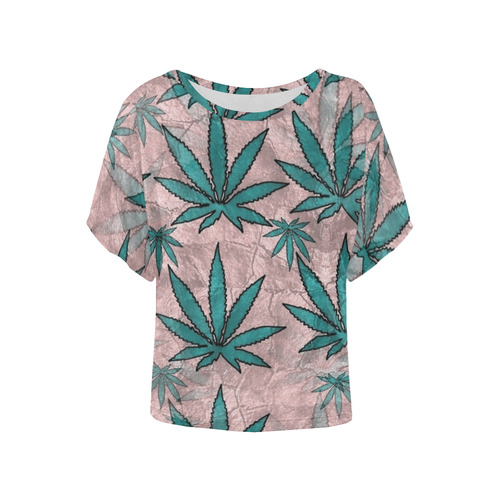 Weeds by Popart Lover Women's Batwing-Sleeved Blouse T shirt (Model T44)