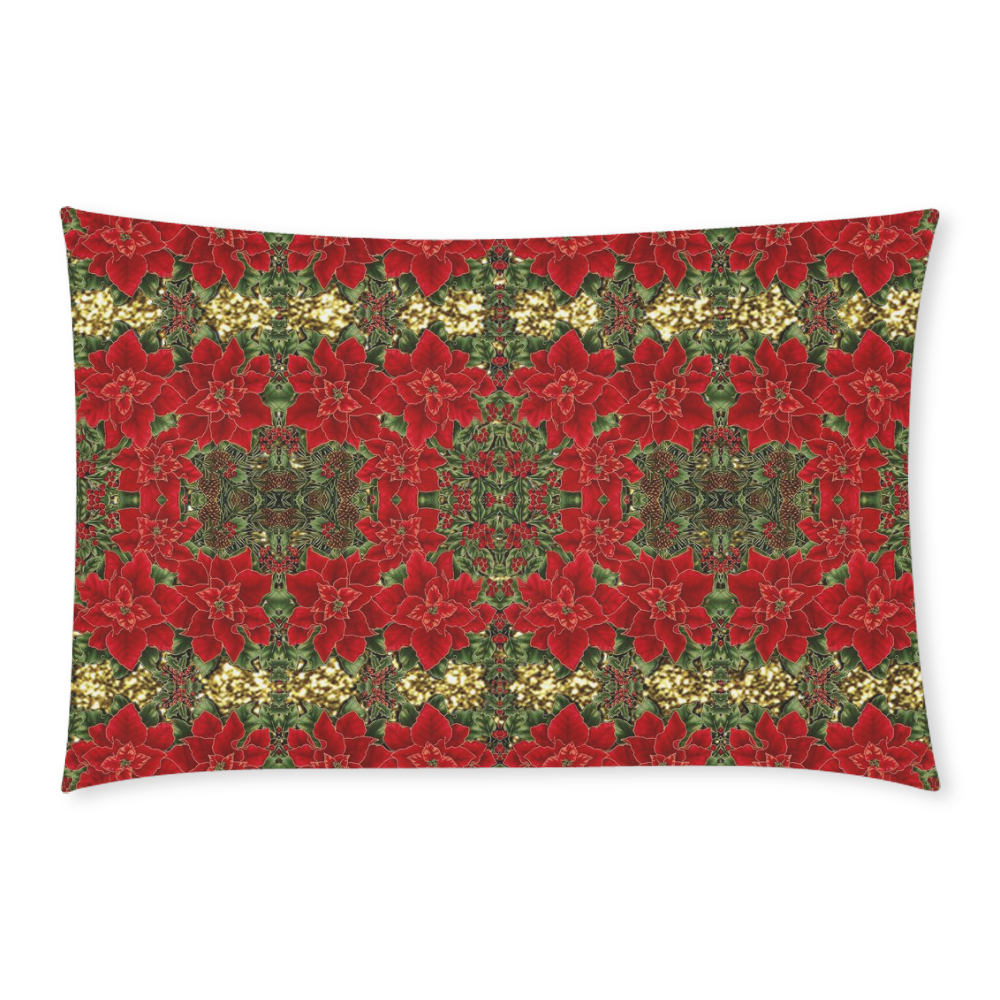 Red & Gold Poinsettia Pattern 3-Piece Bedding Set