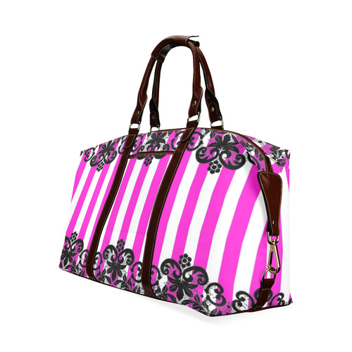 VSPinkStripeLaceIII Pattern Classic Travel Bag (Model 1643) Remake