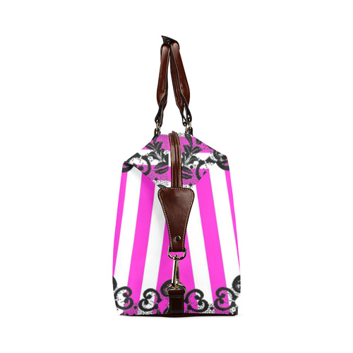 VSPinkStripeLaceIII Pattern Classic Travel Bag (Model 1643) Remake