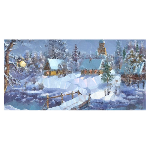 Christmas Landscape Snow River Bridge Cotton Linen Tablecloth 60"x120"