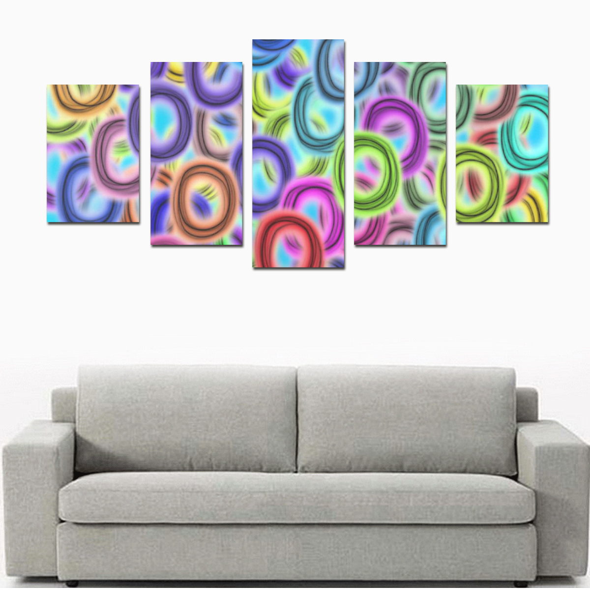 Colorful ovals Canvas Print Sets D (No Frame)