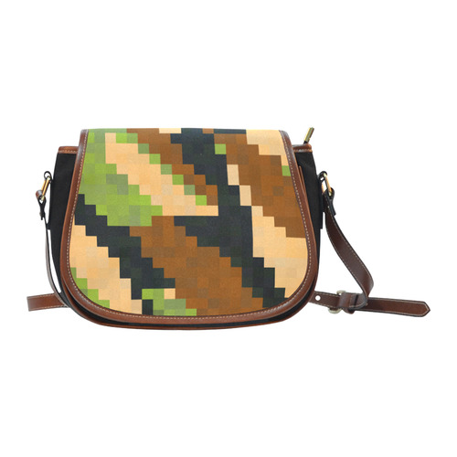 green camo pixel art Saddle Bag/Small (Model 1649)(Flap Customization)