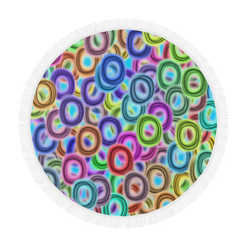 Colorful ovals Circular Beach Shawl 59"x 59"