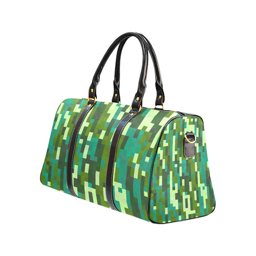 turquoise and green pixel art New Waterproof Travel Bag/Large (Model 1639)