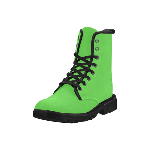 Precious Peacock Feathers Neon Green Solid Color Martin Boots for Women (Black) (Model 1203H)