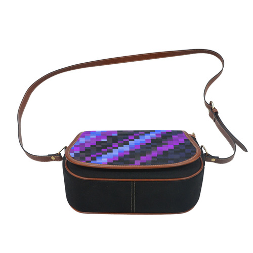 blue black and purple pixels Saddle Bag/Small (Model 1649)(Flap Customization)