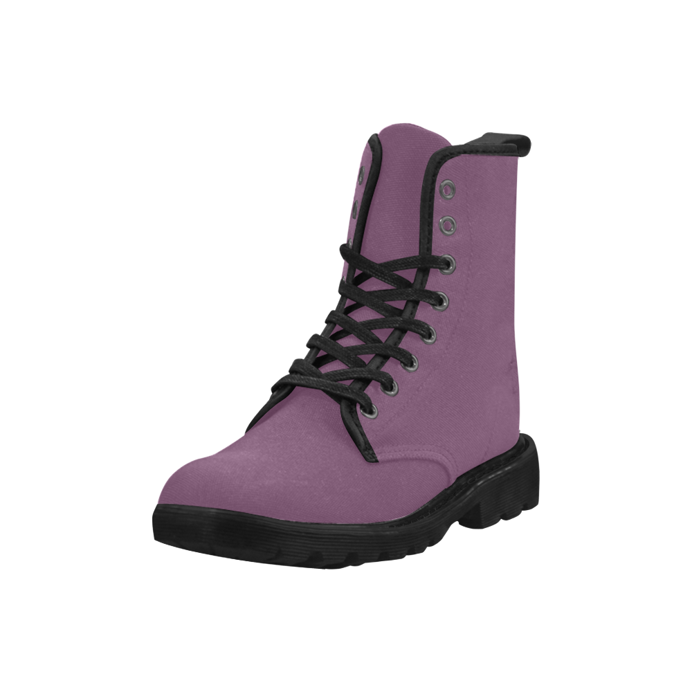 Precious Peacock Feathers Plum Purple Solid Color Martin Boots for Women (Black) (Model 1203H)