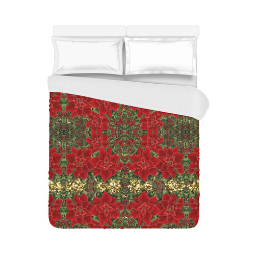 Red & Gold Poinsettia Pattern Duvet Cover 86"x70" ( All-over-print)